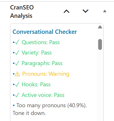 CranSEO conversational checker