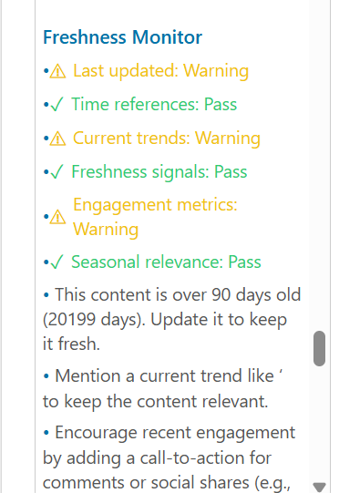 CranSEO freshness monitor